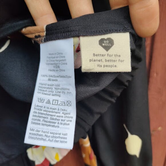 MADEWELL | NWT Black Silk Wrap Top Gallery Floral Long Balloon Sleeve Blouse M - Picture 14 of 16